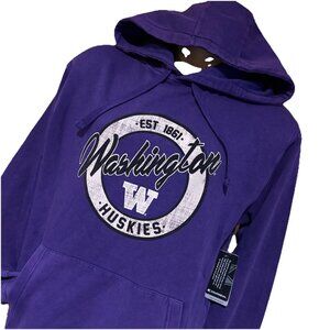 NEW Washington Huskies Colosseum Washed Purple Hoodie Sweatshirt Men's L